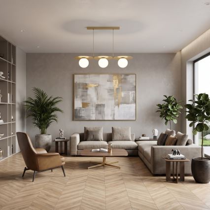 Lustre suspenso por cabo FLAT 3xE27/15W/230V dourado