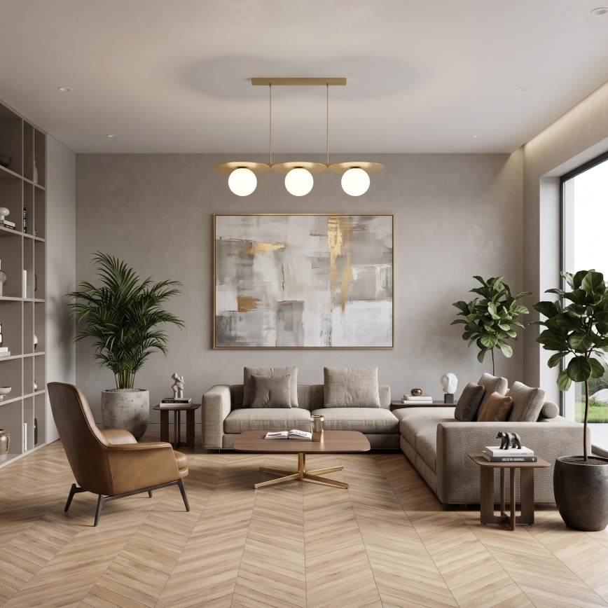 Lustre suspenso por cabo FLAT 3xE27/15W/230V dourado