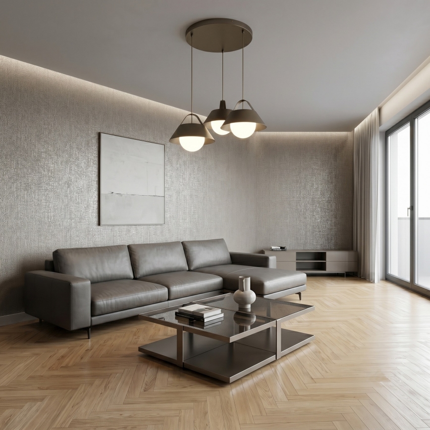 Lustre suspenso por cabo FUNDA 3xE27/15W/230V, bronze