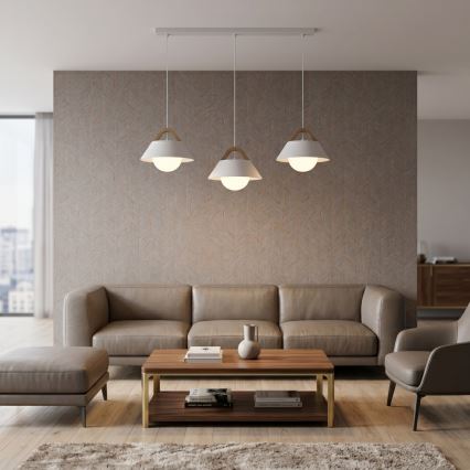 Lustre suspenso por cabo FUNDA 3xE27/15W/230V creme