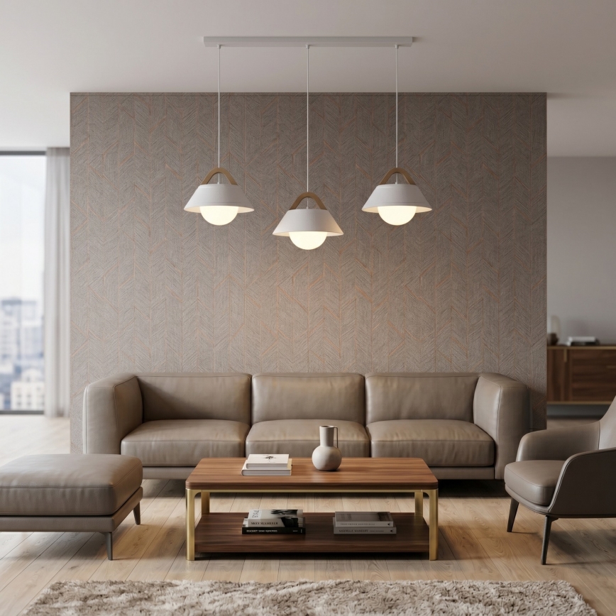 Lustre suspenso por cabo FUNDA 3xE27/15W/230V creme