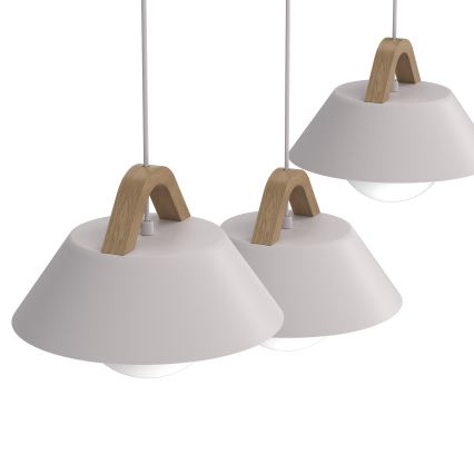Lustre suspenso por cabo FUNDA 3xE27/15W/230V creme