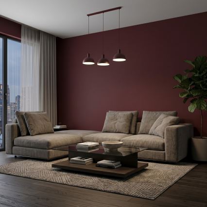 Lustre suspenso por cabo HANDA 3xE27/15W/230V bordô