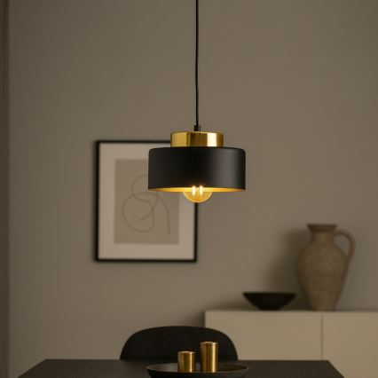 Lustre suspenso por cabo IGNIA 1xE27/60W/230V preto/dourado