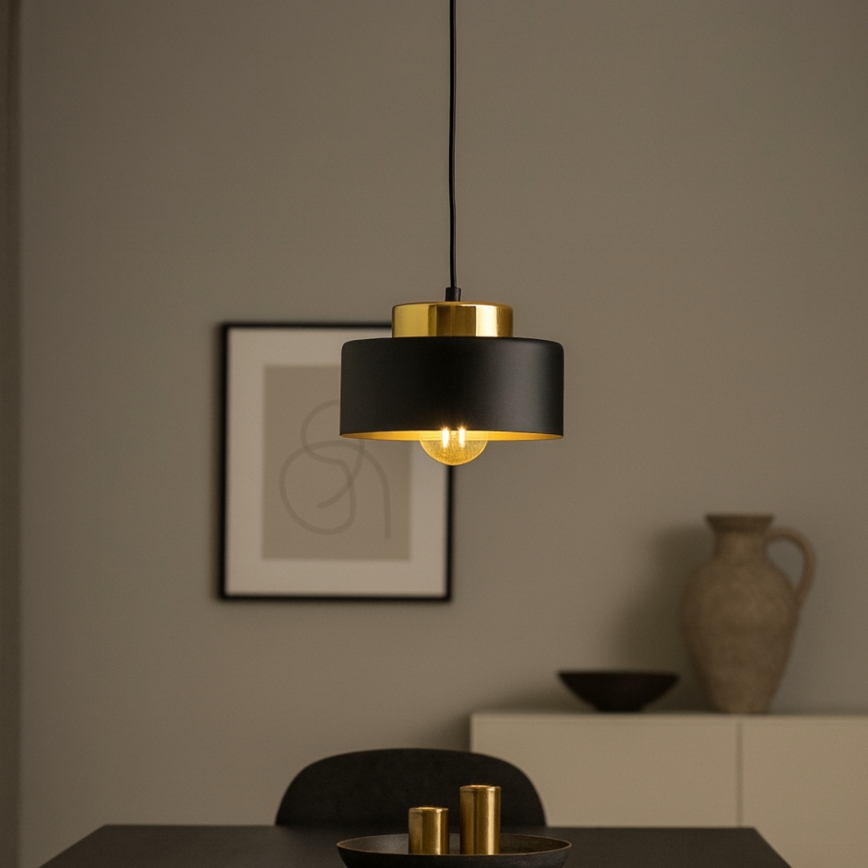 Lustre suspenso por cabo IGNIA 1xE27/60W/230V preto/dourado