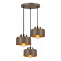 Lustre suspenso por cabo IGNIA 3xE27/60W/230V castanho/dourado