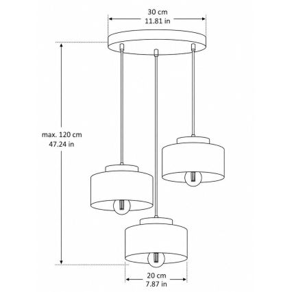 Lustre suspenso por cabo IGNIA 3xE27/60W/230V castanho/dourado
