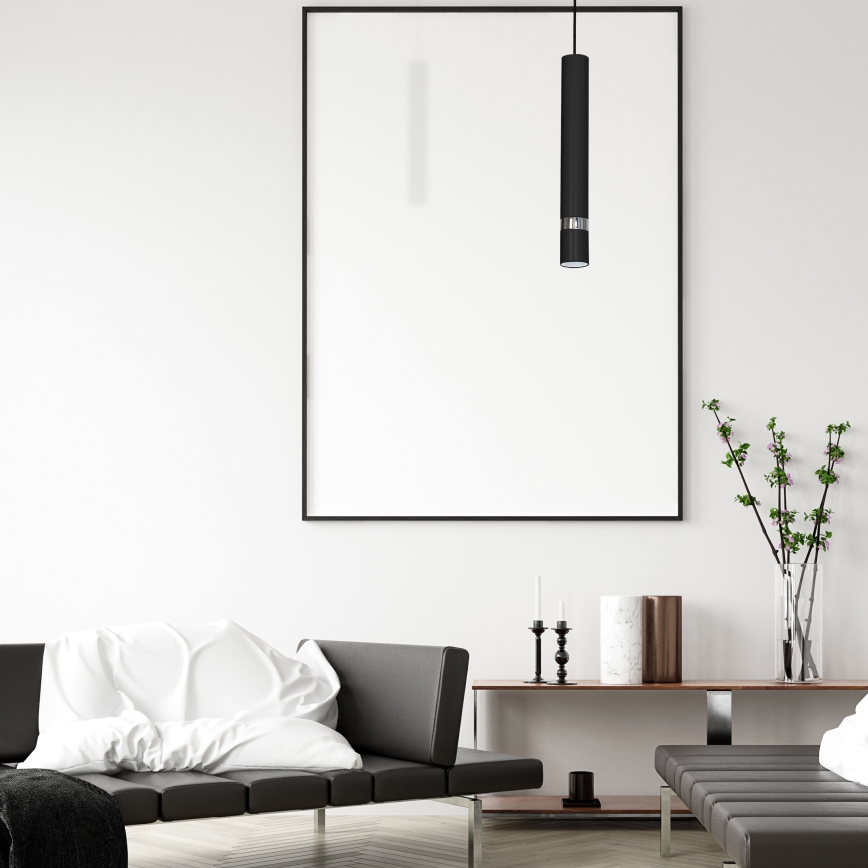 Lustre suspenso por cabo JOKER 1xGU10/25W/230V preto/cromado brilhante