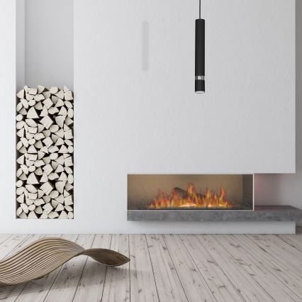 Lustre suspenso por cabo JOKER 1xGU10/25W/230V preto/cromado brilhante