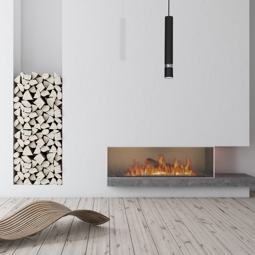 Lustre suspenso por cabo JOKER 1xGU10/25W/230V preto/cromado brilhante