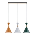 Lustre suspenso por cabo KANDY 3xE27/15W/230V multicolorido