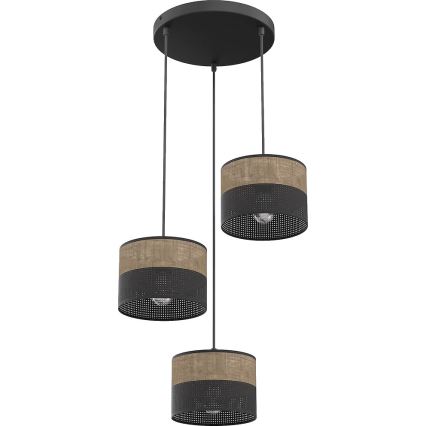 Lustre suspenso por cabo KARBON 3xE27/15W/230V preto/castanho