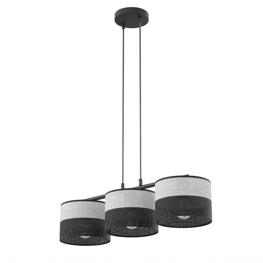 Lustre suspenso por cabo KARBON 3xE27/15W/230V preto/cinza