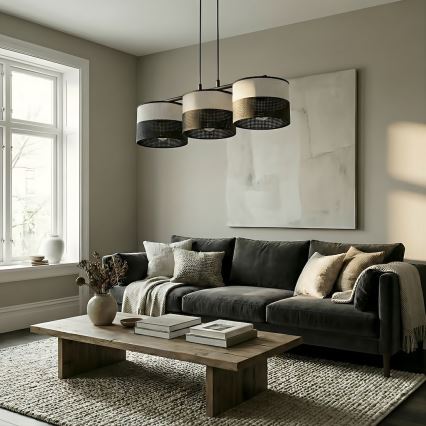 Lustre suspenso por cabo KARBON 3xE27/15W/230V preto/cinza