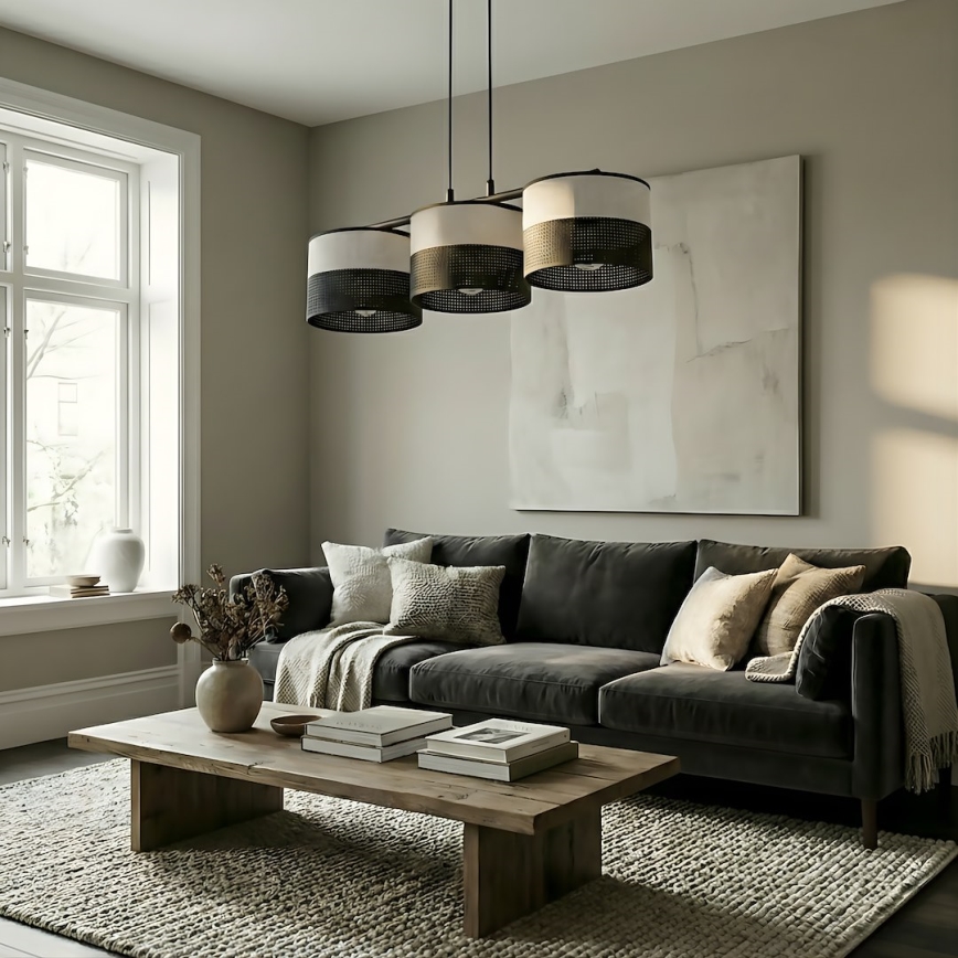 Lustre suspenso por cabo KARBON 3xE27/15W/230V preto/cinza