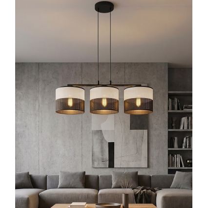 Lustre suspenso por cabo KARBON 3xE27/15W/230V preto/cinza