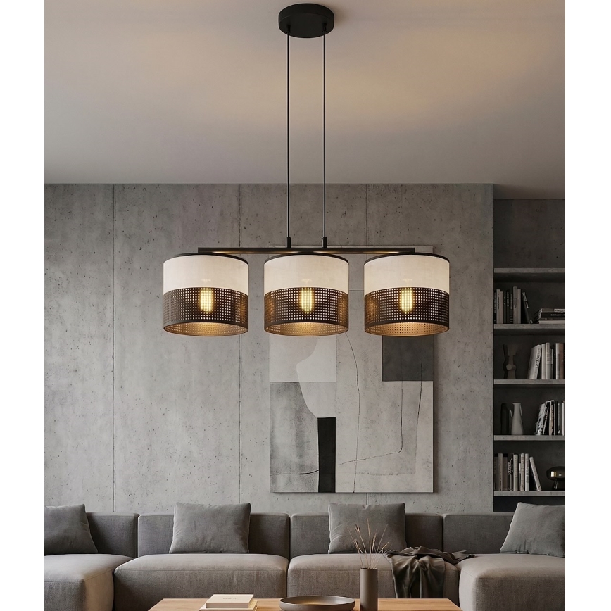 Lustre suspenso por cabo KARBON 3xE27/15W/230V preto/cinza