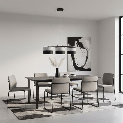Lustre suspenso por cabo KARBON 3xE27/15W/230V preto/cinza
