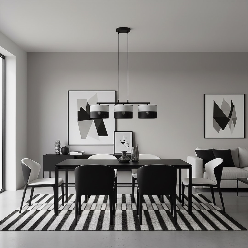 Lustre suspenso por cabo KARBON 3xE27/15W/230V preto/cinza