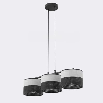 Lustre suspenso por cabo KARBON 3xE27/15W/230V preto/cinza