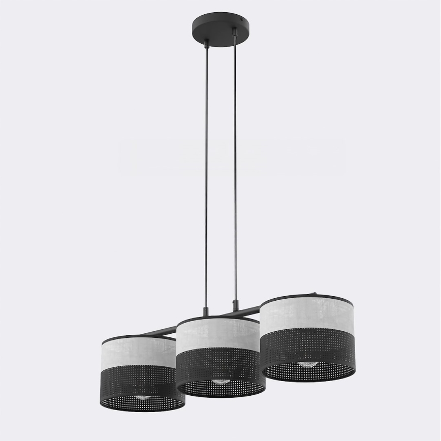 Lustre suspenso por cabo KARBON 3xE27/15W/230V preto/cinza