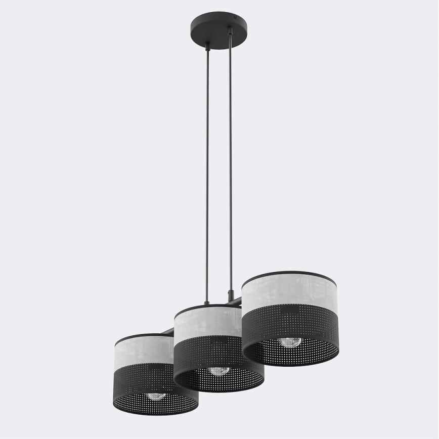 Lustre suspenso por cabo KARBON 3xE27/15W/230V preto/cinza