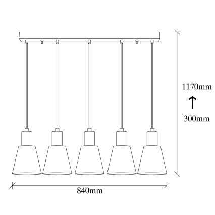Lustre suspenso por cabo KEM 5xE27/40W/230V, preto