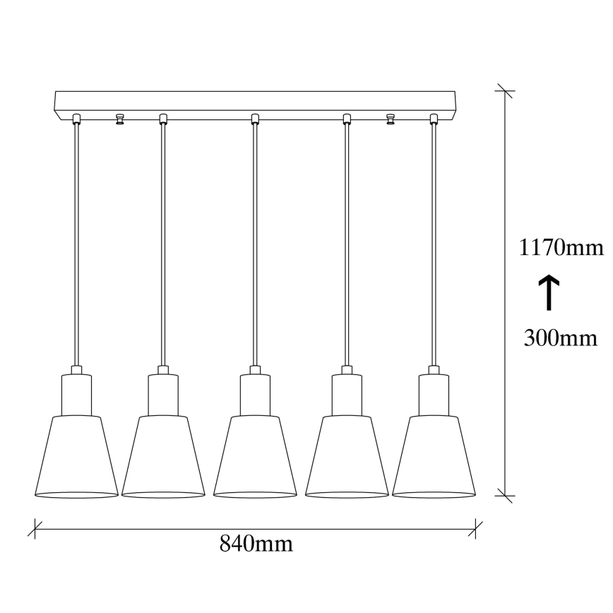 Lustre suspenso por cabo KEM 5xE27/40W/230V, preto