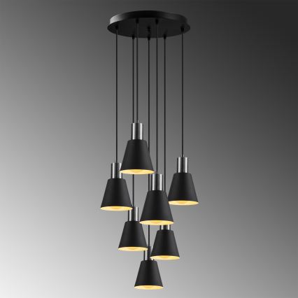 Lustre suspenso por cabo KEM 7xE27/40W/230V, preto