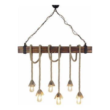 Lustre suspenso por cabo KUTUK 6xE27/40W/230V pinho