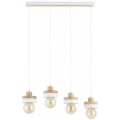 Lustre suspenso por cabo LARSO 4xE27/15W/230V branco/bege