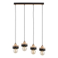 Lustre suspenso por cabo LARSO 4xE27/15W/230V preto/bege