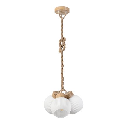 Lustre suspenso por cabo LOOMIS 3xE27/15W/230V 130 cm bege/carvalho
