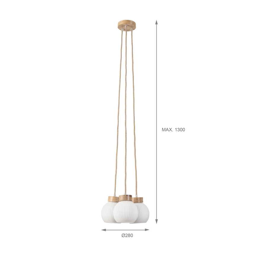 Lustre suspenso por cabo LOOMIS 3xE27/15W/230V 130 cm bege/carvalho