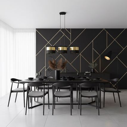 Lustre suspenso por cabo LUX 3xE27/15W/230V preto/dourado