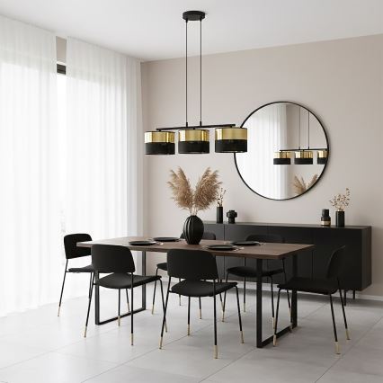 Lustre suspenso por cabo LUX 3xE27/15W/230V preto/dourado