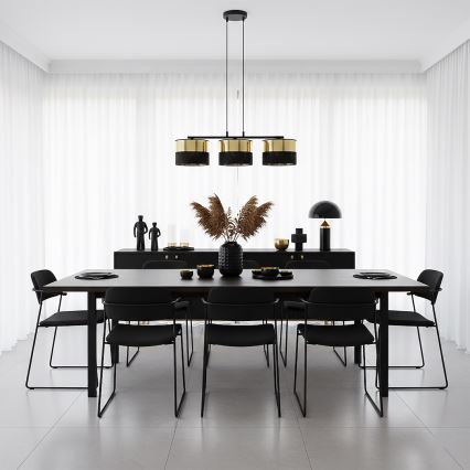Lustre suspenso por cabo LUX 3xE27/15W/230V preto/dourado