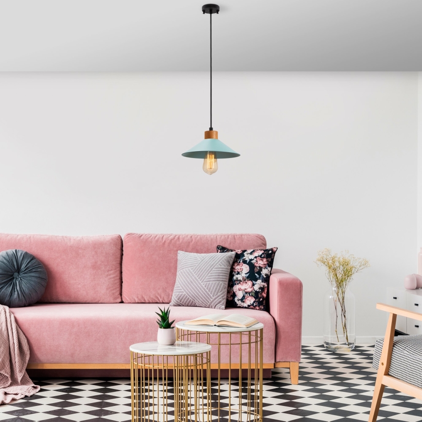 Lustre suspenso por cabo MANAVGAT 1xE27/40W/230V azul/castanho