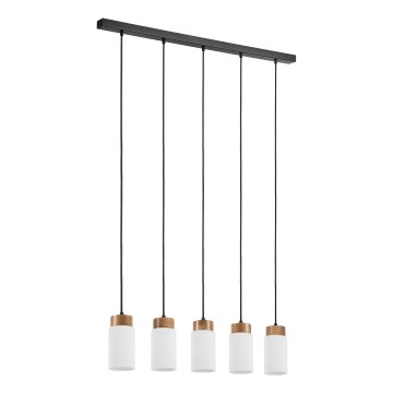 Lustre suspenso por cabo MARKUS 5xE27/15W/230V preto/carvalho