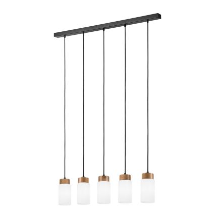 Lustre suspenso por cabo MARKUS 5xE27/15W/230V preto/carvalho