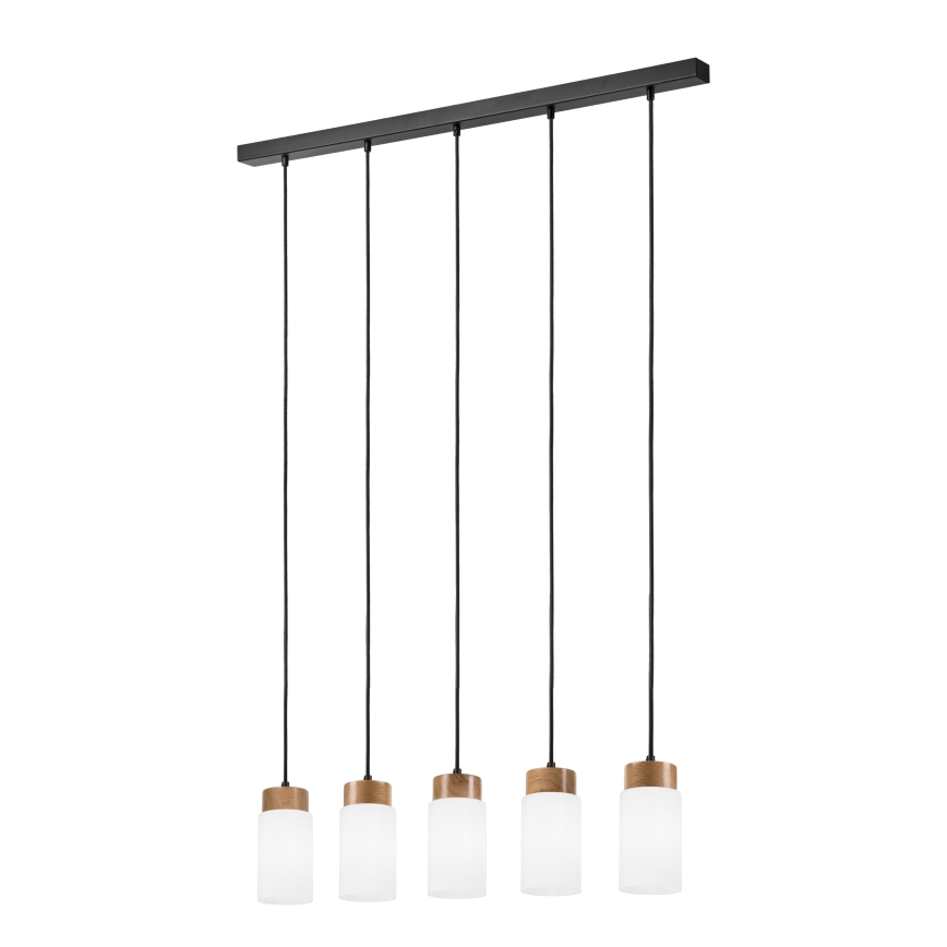 Lustre suspenso por cabo MARKUS 5xE27/15W/230V preto/carvalho