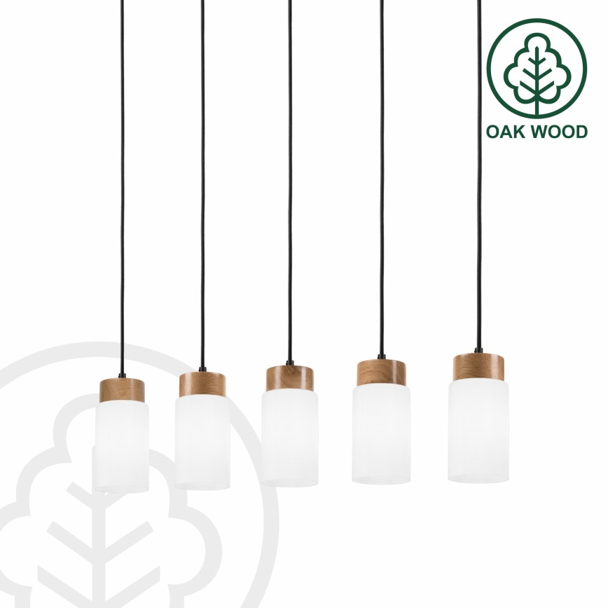Lustre suspenso por cabo MARKUS 5xE27/15W/230V preto/carvalho