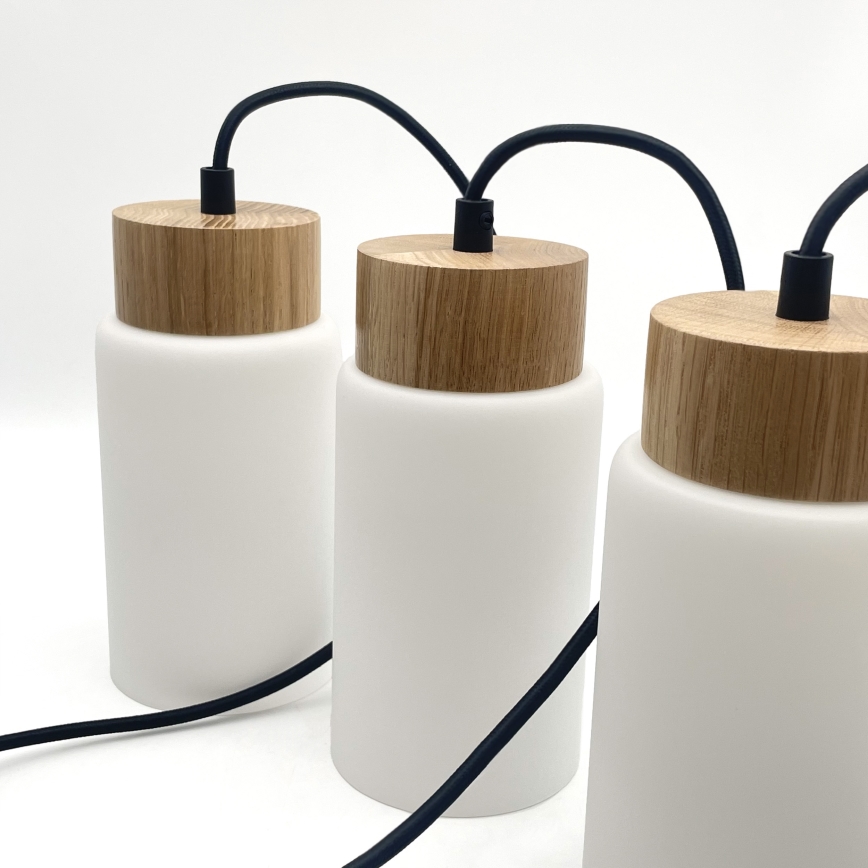 Lustre suspenso por cabo MARKUS 5xE27/15W/230V preto/carvalho