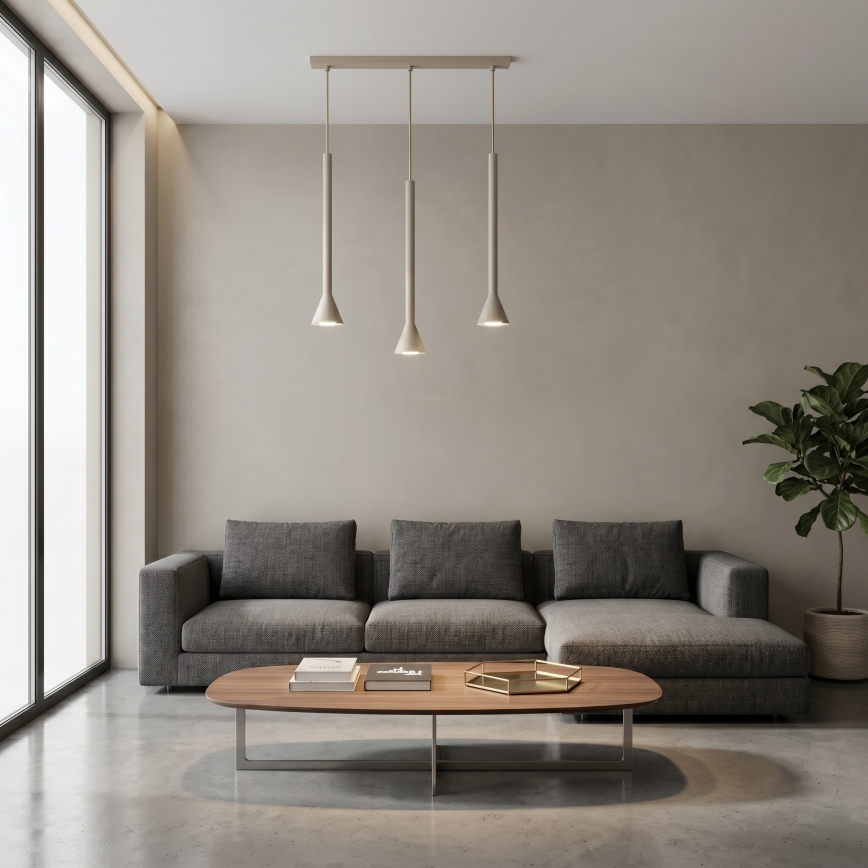 Lustre suspenso por cabo MAZZO 3xGU10/8W/230V bege