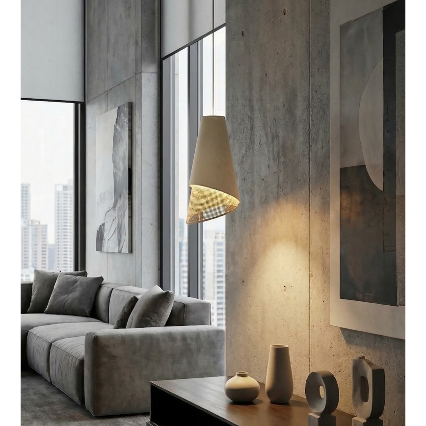 Lustre suspenso por cabo MODA 1xE27/15W/230V bege/rattan