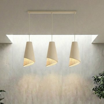 Lustre suspenso por cabo MODA 3xE27/15W/230V bege/rattan