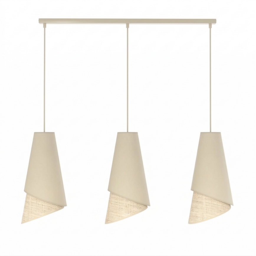 Lustre suspenso por cabo MODA 3xE27/15W/230V bege/rattan