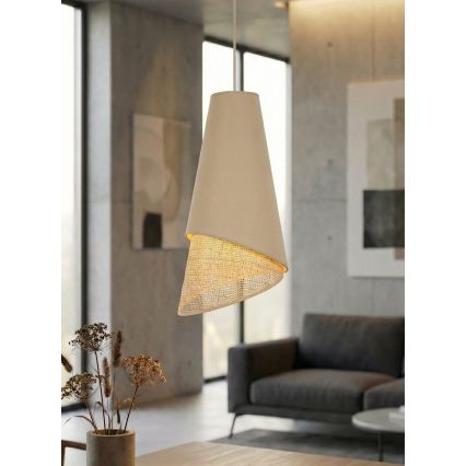 Lustre suspenso por cabo MODA 3xE27/15W/230V bege/rattan
