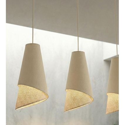 Lustre suspenso por cabo MODA 3xE27/15W/230V bege/rattan