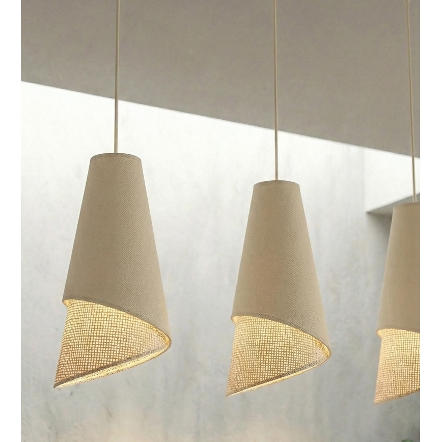 Lustre suspenso por cabo MODA 3xE27/15W/230V bege/rattan
